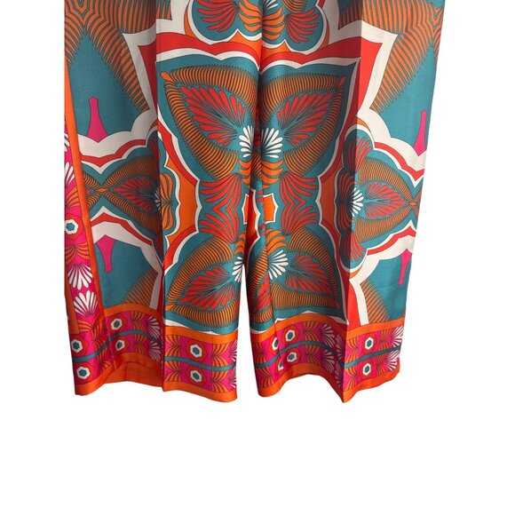 ZARA Wide-Leg Pants High Rise Small Multicolor Geometric Print Polyester - Picture 6 of 15